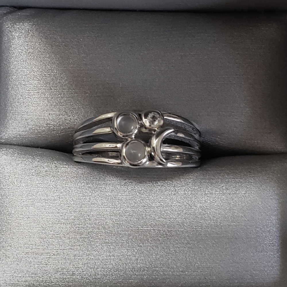925 Rainbow Moonstone Ring